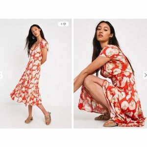 Urban Outfitters Floral Maxi Dress - Orange and Cream